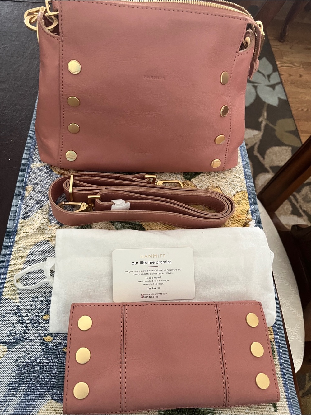 Hammitt BRYANT MEDIUM Leather Crossbody with Matching Wallet Pink Sands NWT